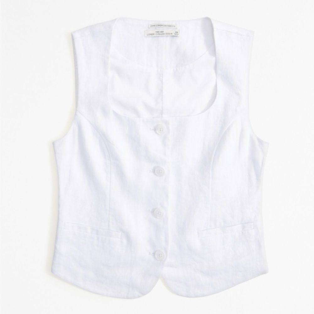Abercrombie & Fitch White Sleeveless Vest | Waist coat